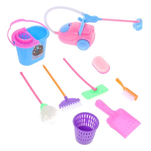 ZUNOXAZ Teiliges Reinigungs Spielzeugset für Kleinkinder Realistische Puppenhaus Zubehörteile Pädagogisches Miniatur Badezimmer Set Farblich Gemischt für Jungen und Zufällige Farbe von ZUNOXAZ