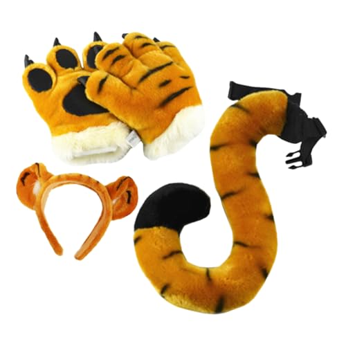 ZUNOXAZ Tiger Kostüm Set aus Weichem Plüsch mit Tiger Ohren Haarreif und Pfotenhandschuhen Bequemes Zubehör für Cosplay Karneval Halloween Party und Theater ZUNOXAZ Tiger Kostüm Set aus Weichem Plüsch mit Tiger Ohren Haarreif und Pfotenhandschuhen Bequemes Zubehör für Cosplay Karneval Halloween Party und Theater von ZUNOXAZ