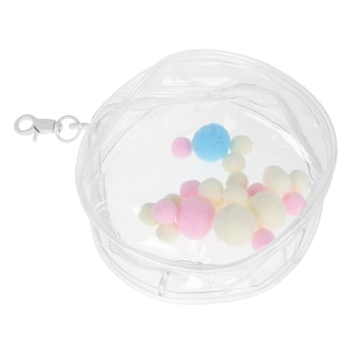 ZUNOXAZ Transparente Mini Schlüsselanhänger Tasche Puppentrage mit Knopf und Fellball Tragbare Schutzhülle für Figuren sammler Reisetaugliche Kratzfeste Aufbewahrungstasche von ZUNOXAZ