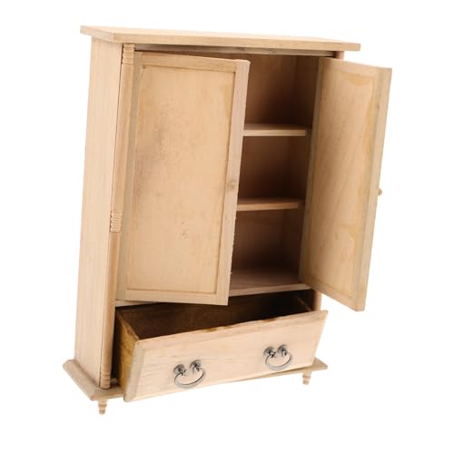 ZUNOXAZ Unlackiertes Vintage Holz Doppel Tür Schrank DIY Möbel für Puppenhaus Zubehör Beige Kreative Gestaltung von ZUNOXAZ