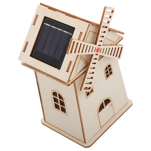 ZUNOXAZ Unvollendetes Solar Windmühlen Modell aus Holz DIY zum Bemalen Solarbetriebenes Windrad Dekoratives Lernspielzeug für Erwachsene Nachhaltig Kreatives Bastelprojekt von ZUNOXAZ