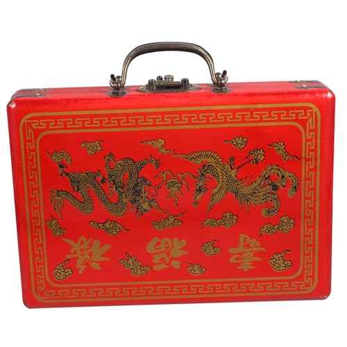 ZUNOXAZ Vintage Mahjong Aufbewahrungsbox aus Holz mit Tragegriff Dicht Verschließbar und Tragbar Multifunktionale Mahjong Transportbox für Spiele und Kleine Gegenstände Robustes Design von ZUNOXAZ