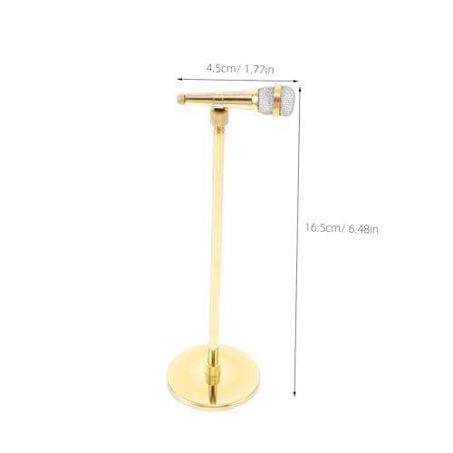 ZUNOXAZ Vintage Mikrofon Modell Kupfer Verstellbar Mikrofon Requisite Karaoke Dekoration Retro Musik Zimmer Schmuck Miniatur Musikinstrument für Sammler von ZUNOXAZ