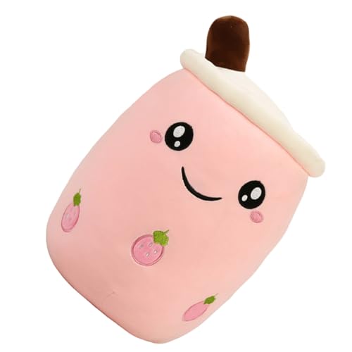 ZUNOXAZ Weiches Milky Tea Kuscheltier Kissen aus Baumwolle Beruhigendes Plüschtier Dekoratives Pacifying Toy Erdbeer Design Geschenk für Wohnraumgestaltung von ZUNOXAZ