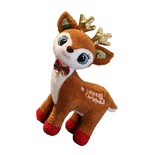 ZUNOXAZ Weiches Plüsch Rentier Figur Weihnachtsdeko Innenbereich Kuscheliges Hirsch Festliche Party Deko Braun von ZUNOXAZ