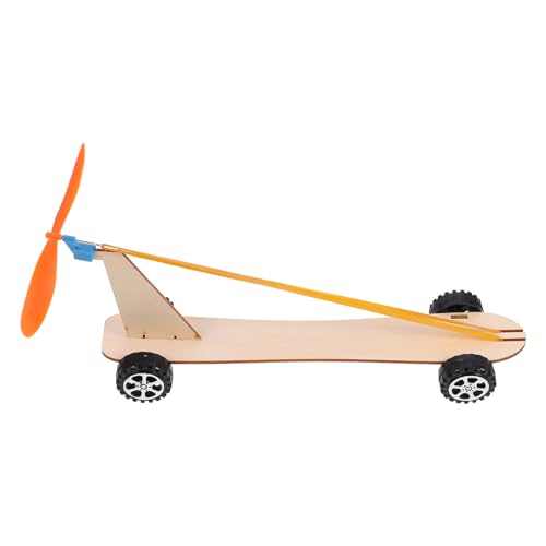 ZUNOXAZ Windbetriebenes Holzauto Bausatz mit Gummiband Mechanismus Lernspielzeug für Ab Jahren Wissenschaft Experiment DIY Holz Windrad Fahrzeug von ZUNOXAZ