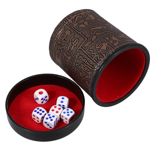 ZUNOXAZ Würfelbecher mit Würfeln Geräuschdämpfender Party dice Shaker aus Pu Leder und Abs Kompakt Leicht als Party spielzubehör für Würfelspiele und Gaming spaß von ZUNOXAZ