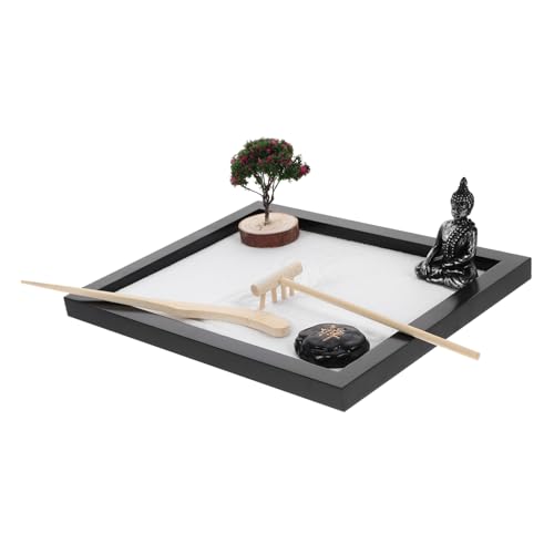 ZUNOXAZ Zen Garten Sand Deko mit Buddha Statue Miniatur Micro Landschaft Entspannendes Meditations sandspiel für Schreibtisch und Innenbereich Dekoratives Zen Garten Ornament für Büro und ZUNOXAZ Zen Garten Sand Deko mit Buddha Statue Miniatur Micro Landschaft Entspannendes Meditations sandspiel für Schreibtisch und Innenbereich Dekoratives Zen Garten Ornament für Büro und von ZUNOXAZ