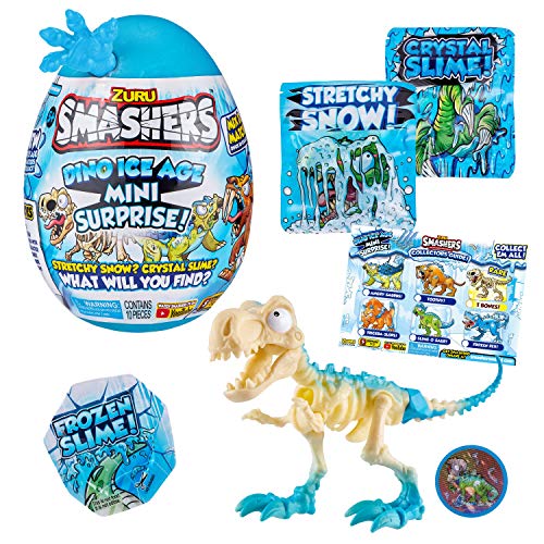Smashers Dino Eiszeit Mini Ei, Ice Age Dinosaurier T-Rex-Skelett-Ei mit vielen Überraschungen! von ZURU SMASHERS