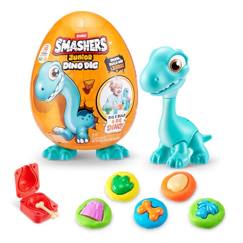 Smashers Junior Dino Dig Large Egg, Brontosaur, by ZURU 18+ Surprises, Dinosaur Preschool Toys, Build Construct Sensory Play for Kids 18 Months - 3 Years (Brontosaur) von ZURU SMASHERS