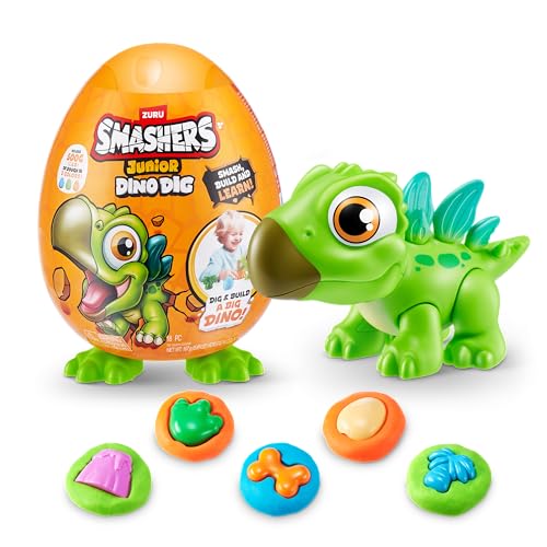 Smashers Junior Dino Dig Small Egg, Stegosaurus, by ZURU 12+ Surprises, Dinosaur Preschool Toys, Build Construct Sensory Play 18 Months - 3 Years (Stegosaurus) von ZURU SMASHERS