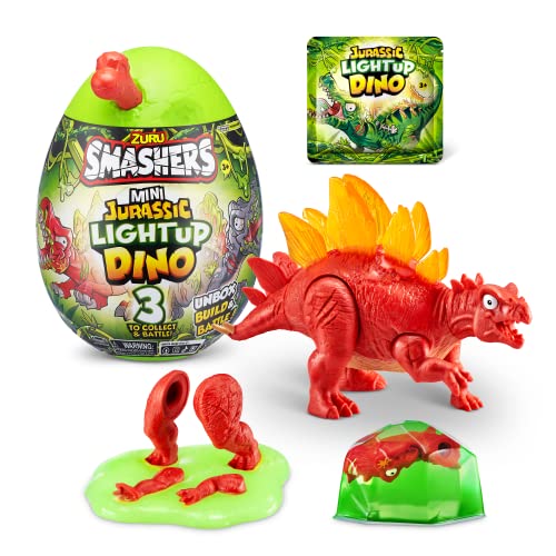 Smashers Mini Jurassic Light Up Dino Egg von ZURU, Stegosaurus, Sammler-Ei, Vulkan, Fossiles Spielzeug, Dinosaurier-Spielzeug, T-Rex-Spielzeug für Jungen und Kinder (Stegosaurus), Mittel von ZURU SMASHERS
