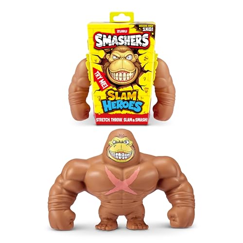 Smashers SLAM Heroes (Brauner Gorilla) von ZURU, elastisches Gorillaspielzeug für Jungen von ZURU SMASHERS