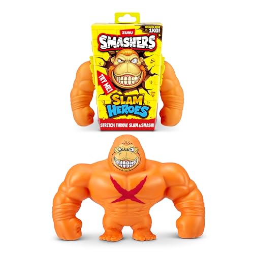 Smashers SLAM Heroes (Orangefarbener Gorilla) von ZURU, elastisches Gorillaspielzeug für Jungen von ZURU SMASHERS