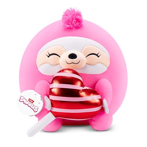 Snackles Valentinstags-Edition von ZURU, 35 cm, Plüsch, flauschig-weiches, 35 cm großes Valentinstags-Plüschspielzeug mit Valentinstags-Snack. (Sloth, Lollipop) von ZURU Snackles