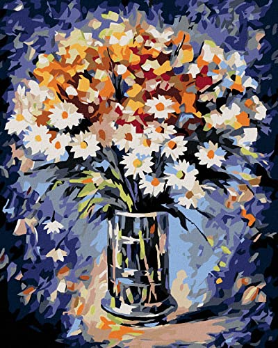Zuty 1480271, Malen nach Zahlen-BLUMENSTRAUß MIT MARGERITEN 40x50 cm mit Keilrahmen (bereits gespannt) von ZUTY