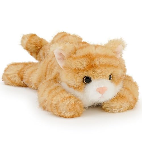 ZUXUCUVU Plüschkatze, weiches getigertes Stofftier, Spielzeug, Mini-Kätzchen, Taschengröße, 20,3 cm, Orange von ZUXUCUVU