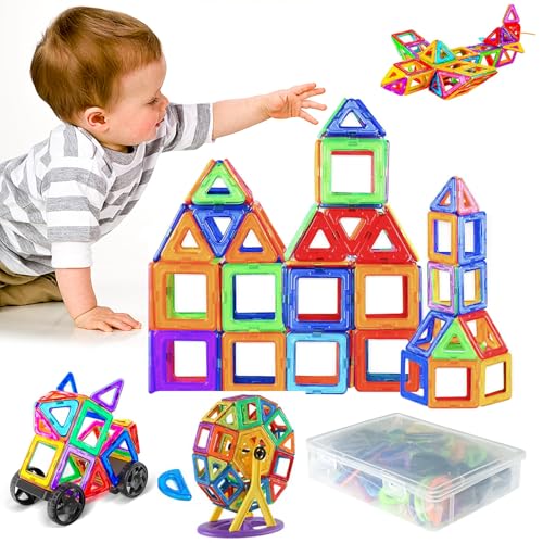 ZUYIST 60 Teile 3D Bunte Magnetische Bausteine, 4 Formen DIY Magnetbausteine, STEM Magnet Spielzeug Kinder mit 2 Radsatz und Kasten, Magnetic Building Blocks für Kinderspielzeug Ab 3 Jahre ZUYIST 60 Teile 3D Bunte Magnetische Bausteine, 4 Formen DIY Magnetbausteine, STEM Magnet Spielzeug Kinder mit 2 Radsatz und Kasten, Magnetic Building Blocks für Kinderspielzeug Ab 3 Jahre von ZUYIST