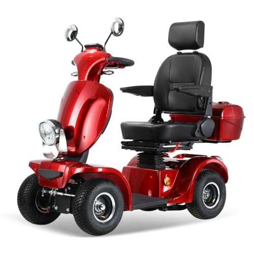 ZVGREEN BSYS Elektromobil-Tragkraft 150kg-Vierrad-Seniorenmobil-4-Rad Senioren-Kapitänssitz (ROT-BSYS) von ZVGREEN