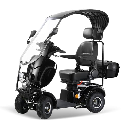 ZVGREEN BSYS Elektromobil-Tragkraft 150kg-Vierrad-Seniorenmobil-4-Rad für Senioren-Kapitänssitz (SCHWARZ-BSYS+R) von ZVGREEN