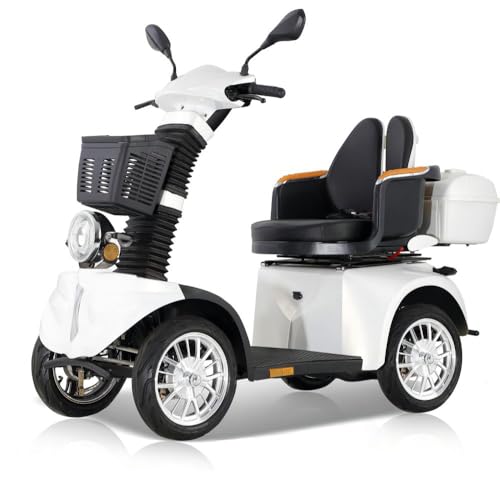 ZVGREEN-DJ(x)-Elektromobil für Senioren, 4-Rad-Mobilitätsroller-Elektromobil-Seniorenmobil-Tragfähigkeit 220 kg- (Weiß-DJ(x)) von ZVGREEN