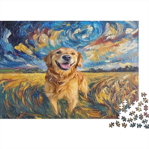 Golden Retriever Klassische Puzzles Puzzles 1000 Teile Für Erwachsene Puzzle Spielzeug Puzzle Einzigartige Geschenk Puzzleteile Tierpuzzle Für Die Familienspielsammlung Home Decor 1000pcs (75x50cm) von ZWABFOFYV