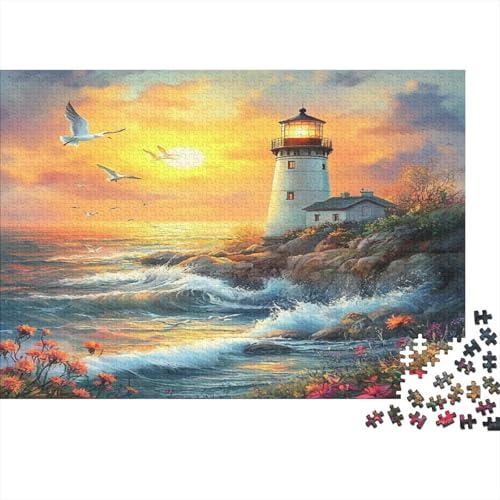 Leuchtturm an der Küste 1000-teiliges Puzzle Für Erwachsene, Mini-Puzzle, Tolles Herausforderndes Puzzle, Schwieriges Mini-Puzzle Mit 1000 Teilen, Heimdekoration, Kunsthandwerk 1000pcs (75x50cm) von ZWABFOFYV