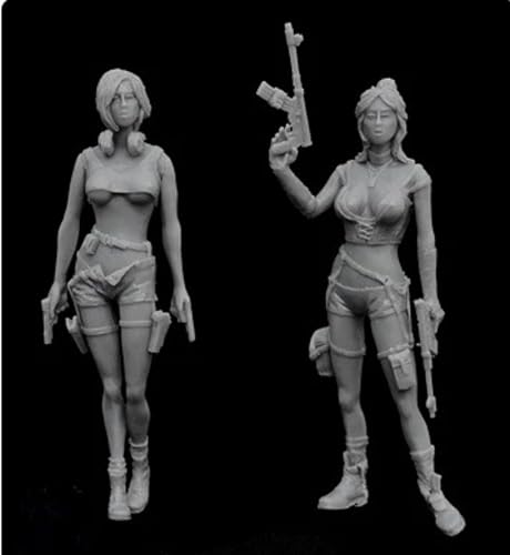 ZWJFDGQM 1/35 Sci-Fi Agentin weiblicher Soldat Resin Soldier Model Kit Unbemalte und unmontierte Figuren Resin Model Kit (2 Personen)// H7e1X8 von ZWJFDGQM