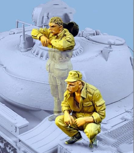 ZWJFDGQM 1/35 WWII Soviet Tank Soldier Resin Model Kit Unbemalt und unmontiert Soldier Resin Model Kit (2 Figuren, Keine Panzer) // X9G3O2 von ZWJFDGQM