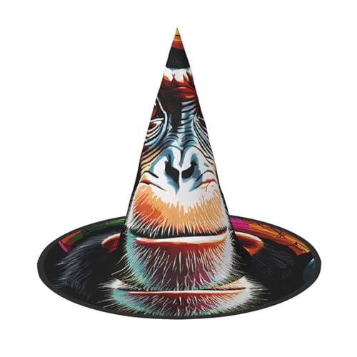 ZWLPNZZD (Affe) bedruckter faltbarer Halloween-Hut Urlaub Kostüm Kappe Cosplay Party Hexenhüte 1 von ZWLPNZZD