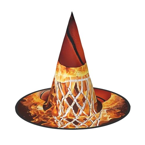 ZWLPNZZD (Basketball) bedruckter faltbarer Halloween-Hut Urlaub Kostüm Kappe Cosplay Party Hexenhüte 1 von ZWLPNZZD