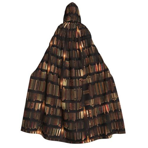 ZWLPNZZD (Book Room Library) Print Hooded Cloak Long and Comfortable for Halloween, Role-Playing, Party Cosplay, Men Women Costumes von ZWLPNZZD