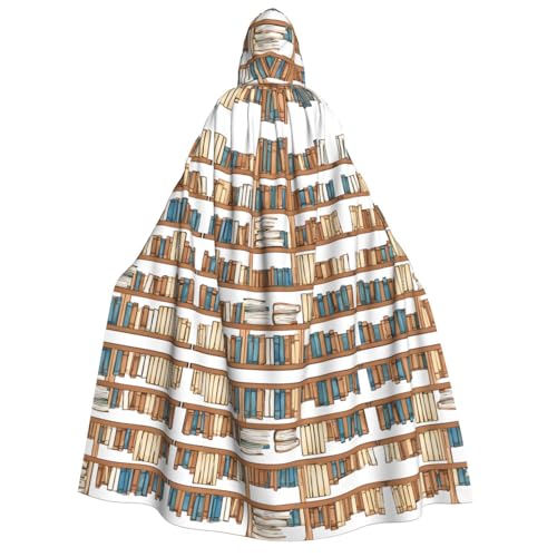 ZWLPNZZD (Bücherregal-Kollektion und Leiter) bedruckter Kapuzenumhang, lang und bequem für Halloween, Rollenspiele, Party, Cosplay, Herren und Damen von ZWLPNZZD