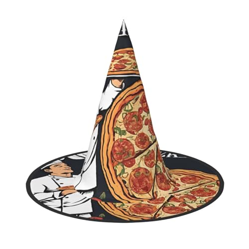 ZWLPNZZD (Chef Pizza) Bedruckter faltbarer Halloween-Hut Urlaub Kostüm Kappe Cosplay Party Hexenhüte 3 Stück von ZWLPNZZD