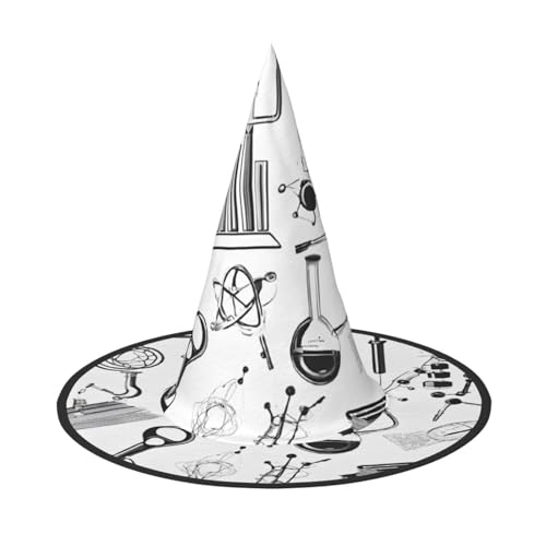 ZWLPNZZD (Chemie-Druck) Bedruckter faltbarer Halloween-Hut, Urlaub, Kostüm, Kappe, Cosplay, Party, Hexenhüte, 2 Stück von ZWLPNZZD