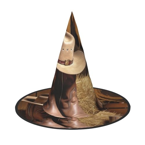 ZWLPNZZD (Cowboyhut Westernstiefel) Bedruckter faltbarer Halloweenhut Urlaub Kostüm Kappe Cosplay Party Hexenhüte 1 von ZWLPNZZD