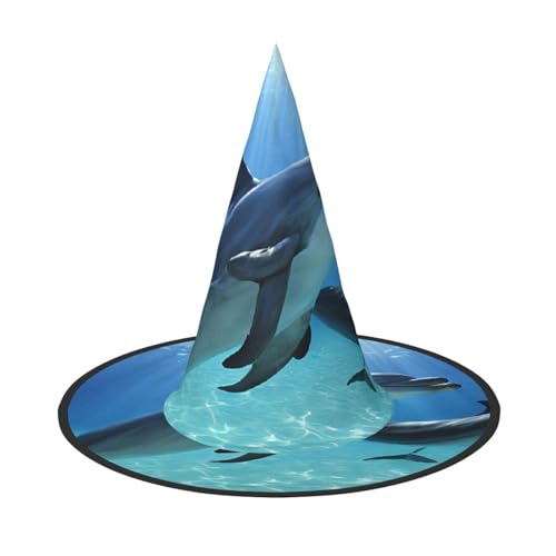 ZWLPNZZD (Dolfine in the sea) Printed Foldable Halloween Hat Holiday Costume Cap Cosplay Party Witch Hats 1 von ZWLPNZZD