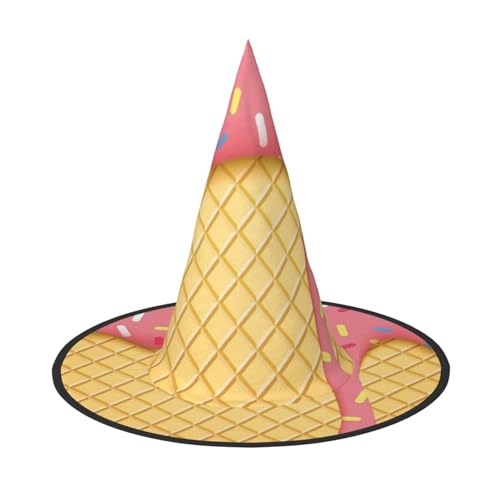 ZWLPNZZD (Eis- und Waffelmuster) bedruckter, faltbarer Halloween-Hut, Urlaub, Kostüm, Kappe, Cosplay, Party, Hexenhüte, 3 Stück von ZWLPNZZD