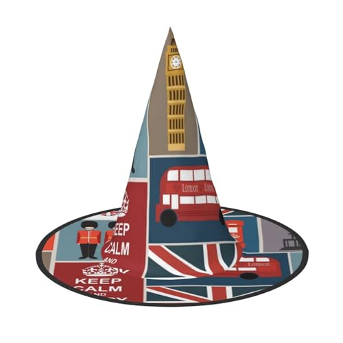 ZWLPNZZD (England-Symbole) bedruckter, faltbarer Halloween-Hut, Urlaub, Kostüm, Kappe, Cosplay, Party, Hexenhüte, 3 Stück von ZWLPNZZD
