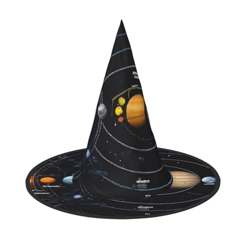 ZWLPNZZD (Exploring the Solar System) Bedruckter faltbarer Halloween-Hut Urlaub Kostüm Kappe Cosplay Party Hexenhüte 3 Stück von ZWLPNZZD