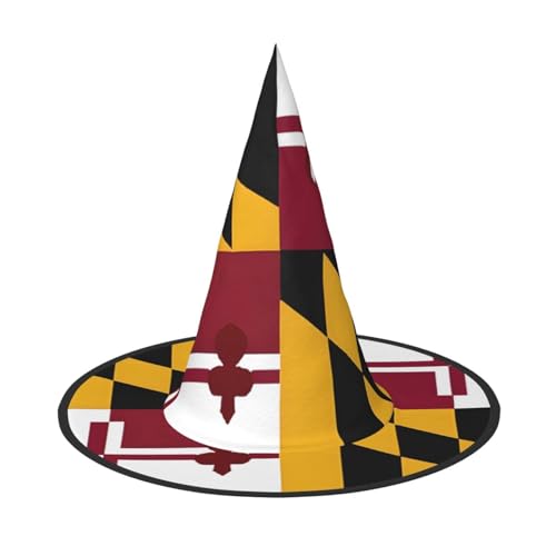 ZWLPNZZD (Flagge von Maryland) bedruckter faltbarer Halloween-Hut Urlaub Kostüm Kappe Cosplay Party Hexenhüte 2 Stück von ZWLPNZZD