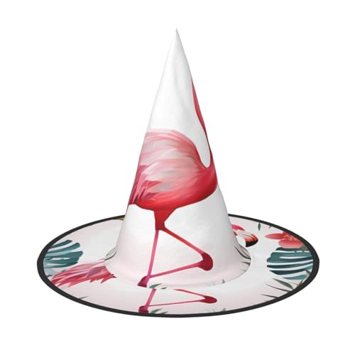 ZWLPNZZD (Floral with Flamingo) Printed Foldable Halloween Hat Holiday Costume Cap Cosplay Party Witch Hats 3 PCS von ZWLPNZZD