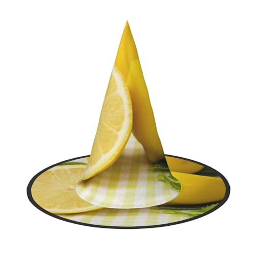 ZWLPNZZD (Gelbe Zitrone) bedruckter, faltbarer Halloween-Hut, Urlaub, Kostüm, Kappe, Cosplay, Party, Hexenhüte, 3 Stück von ZWLPNZZD