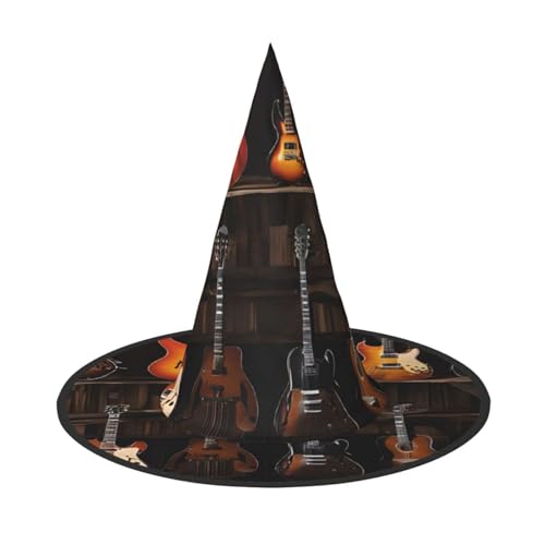 ZWLPNZZD (Gitarren) bedruckter faltbarer Halloween-Hut, Urlaub, Kostüm, Kappe, Cosplay, Party, Hexenhüte, 3 Stück von ZWLPNZZD