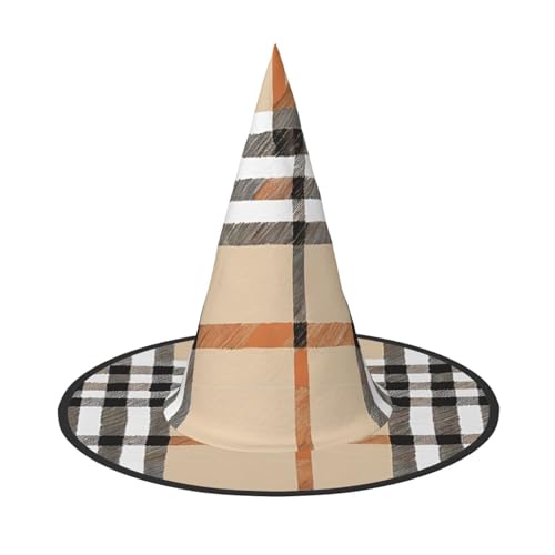 ZWLPNZZD (Graue karierte Linien), bedruckter faltbarer Halloween-Hut, Urlaub, Kostüm, Kappe, Cosplay, Party, Hexenhüte, 2 Stück von ZWLPNZZD