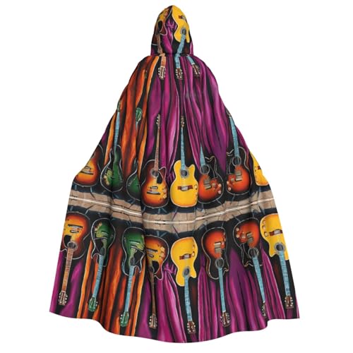 ZWLPNZZD (Guitar Collection) Kapuzenumhang mit Aufdruck, lang und bequem, für Halloween, Rollenspiele, Party, Cosplay, Herren und Damen von ZWLPNZZD