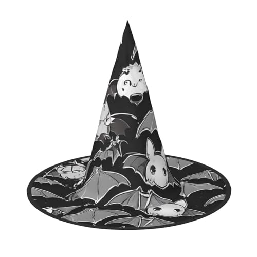 ZWLPNZZD (Halloween Fledermäuse grau) Bedruckter faltbarer Halloween-Hut Urlaub Kostüm Kappe Cosplay Party Hexenhüte 2 Stück von ZWLPNZZD