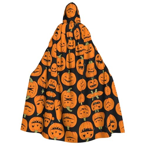 ZWLPNZZD (Halloween-Kürbismuster) bedruckter Kapuzenumhang lang und bequem für Halloween, Rollenspiele, Party, Cosplay, Herren und Damen Kostüme von ZWLPNZZD