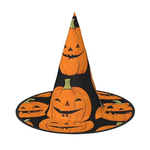 ZWLPNZZD (Halloween-Kürbismuster) bedruckter faltbarer Halloween-Hut Urlaub Kostüm Kappe Cosplay Party Hexenhüte 1 von ZWLPNZZD