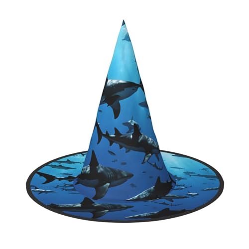 ZWLPNZZD (Hammerhead Sharks) Bedruckter faltbarer Halloween-Hut Urlaub Kostüm Kappe Cosplay Party Hexenhüte 1 von ZWLPNZZD